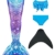 Pyjacos meerjungfrauenflosse mädchen Badeanzug - Meerjungfrau Flosse Bademode mit Bikini Set und Monoflosse Mermaid Tail, 4 Stück Set，blackseG5+46-140 - 1