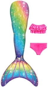 shepretty Meerjungfrau Schwanz mit Bikini-Set für Mädchen Schwimmen Kostüme,JCKA09+WJF48wupu,120 - 1
