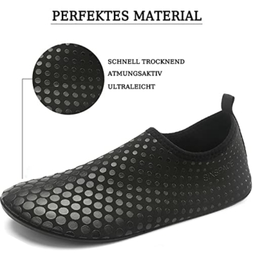 Sixspace Damen Herren Badeschuhe Wasserschuhe Schwimmschuhe Männer Frauen Strandschuhe Aquaschuhe Barfußschuhe für Strand,Pool,Meer,Wassersport,Tauchen,Surfen,Aqua Cycling (Schwarz,43 EU) - 2