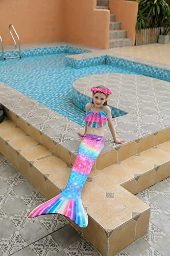 SPEEDEVE Mädchen Meerjungfrauenschwanz Meerjungfrau Flosse Bikini Set,HEI-m9,120 - 5