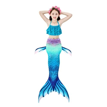 GD-SJK Lässige Badebekleidung für Mädchen, Bikini-Badeanzug, 3-teiliges Set für Kinder, Mädchen, Cosplay (#1,150cm) - 4