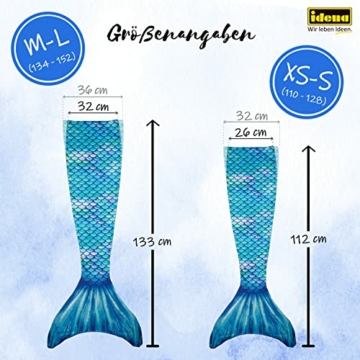 Idena 40603 - Meerjungfrauen-Schwanz mit Monoflosse, Größe XS/S, in Blau, Meerjungfrauen-Flosse für Kinder ab 6 Jahren, zum Schwimmen und für aufregende Tauchabenteuer im Wasser - 6