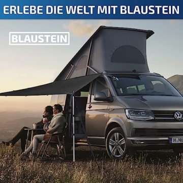 Blaustein Vorzelt Auto - Busvorzelt mit UV Schutz, Wasserabweisendes Sonnensegel mit Keder für Auto/Wohnwagen, Flexible Sackmarkise für Camping mit 5 Befestigungsmöglichkeiten (Grau) - 7