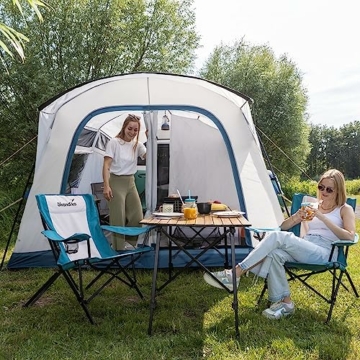 Skandika Busvorzelt Vejers Travel 2 | Freistehend mit Schlafkabine für 2 Personen, Stehhöhe 2,1 m, 10 m² Wohnbereich, 2 Eingänge, Folienfenster, Moskitonetz, 3000 mm Wassersäule - 8