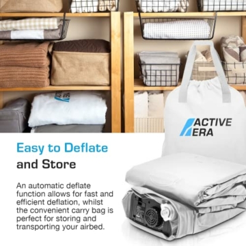 Active Era Luxus Luftbett 2 Personen, Luftmatratze selbstaufblasend mit eingebauter elektrischer Pumpe & integriertem Kissen, Aufblasbare Matratze für Camping & Gästebett - 203 x 152 x 56cm - 7