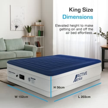 Active Era Luxus Luftbett 2 Personen, Luftmatratze selbstaufblasend mit eingebauter elektrischer Pumpe & integriertem Kissen, Aufblasbare Matratze für Camping & Gästebett - 203 x 152 x 56cm - 8