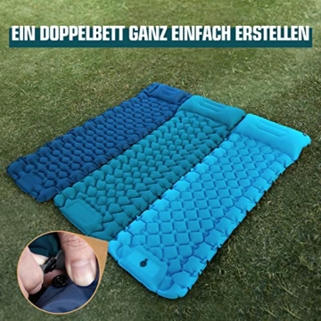 AKSOUL Isomatte Camping Luftmatratze Selbstaufblasend: Ultraleicht Outdoor Groß Aufblasbare Matratze Dick Selbstaufblasbare Schlafmatte Mit Kissen Faltbar Thermo Iso Matte Für Zelt Trekking Strand - 4