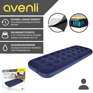 Avenli Camping Luftmatratze für 1 Personen 191x73x22 cm aufblasbare Matratze Luftbett blau - 5