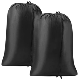 2 Stück Wäschesack Reise, 60 x 50 cm Schmutzwäsche Wäschesammler mit Kordelzug, Wäschebeutel Schmutzwäsche Faltbare für Zuhause Schlafsaal Reisen Camping Strand (Schwarz) - 1