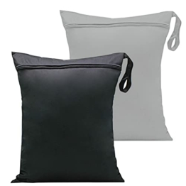 2 Stück Wiederverwendbare Nasstasche Wasserdichte Stofftaschen Reusable Wet Bag Wäschebeutel Windeltasche Nassbeutel Windelbeutel Wetbag Kindergarten für Badeanzüge, Strandtuch, Sportkleidung - 1