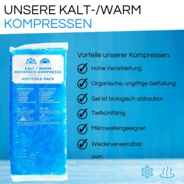 2X Premium Kühlpad Kühlkompresse | XXL Kalt Warm Kompresse 29x12cm | Mehrfach-Kompresse Kühlpads Gel als Kühlkissen Kaltkompresse z. Kühlen von Schmerzen f. Kinder & Erwachsene,Modern, Blau - 3
