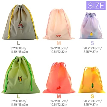 6 Stück Reise Wäschesäcke Faltbare Reise Organizer Tasche Waschbarer Kordelzug Wäschebeutel mit Nylon Schultergurt Reise Schmutzwäsche Wäschebeutel - 2