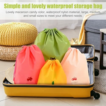 6 Stück Reise Wäschesäcke Faltbare Reise Organizer Tasche Waschbarer Kordelzug Wäschebeutel mit Nylon Schultergurt Reise Schmutzwäsche Wäschebeutel - 4