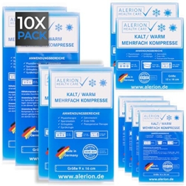 ALERION® Kühlpads für Kinder & Erwachsene 10er SET [mit 4 VERSCHIEDENEN GRÖßEN] - Kühlpack Kühlakku mit Gel - Coolpack - Weisheitszahn Kühlkompresse - Kalt Warm Kompresse - Made in Germany - 1