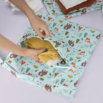 CeeKii Nass- und Trocken-Wickeltaschen aus Stoff, 3er-Pack, waschbare Reisetaschen, wasserdichte Nasstasche, wiederverwendbare Baby-Strand-Pool-Sporttasche für Badeanzüge und nasse Kleidung mit Reißv - 5