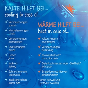 com-four® 2x Große Mehrfach-Kompressen mit Premium Mehrweg Vlieshülle, Kalt und Warm Kompressen mit Gel-Kühlpack Schutzhülle mit Gummiband, 29 x 12 cm - mikrowellengeeignet - Made in Germany - 3