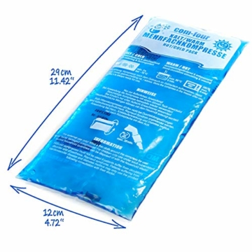 com-four® 2x Große Mehrfach-Kompressen mit Premium Mehrweg Vlieshülle, Kalt und Warm Kompressen mit Gel-Kühlpack Schutzhülle mit Gummiband, 29 x 12 cm - mikrowellengeeignet - Made in Germany - 7