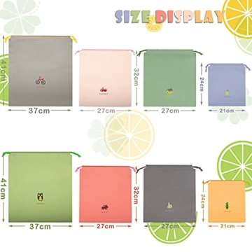 Coolzon 8 Stück wasserdichte Beutel Kordelzug, Aufbewahrungstaschen Turnbeutel Kinder Kleidung Schuhbeutel Strand Schwimmen Reise Gym Organizer Beutel Rucksäcke 8 Muster 3 Größen - 2