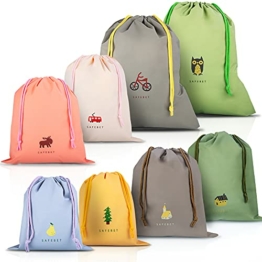 Coolzon 8 Stück wasserdichte Beutel Kordelzug, Aufbewahrungstaschen Turnbeutel Kinder Kleidung Schuhbeutel Strand Schwimmen Reise Gym Organizer Beutel Rucksäcke 8 Muster 3 Größen - 1