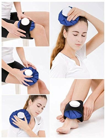 Eisbeutel für Verletzungen，Kühlbeutel Set wiederverwendbar, Wärme- und Kältetherapie und Schmerzlinderung mit elastischer, atmungsaktiver Stützbandage, Heißwasserbeutel，4er-Pack, 3 Größen (6