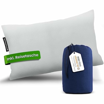 geschwisterwerk komprimierbares Reisekissen - Nackenstützkissen aus zerkleinertem Memoryschaum - passend für Bezüge 30x50cm - kleines Kissen für Reisen im Auto, Flugzeug, Camping, Hotel, Wandern - 1