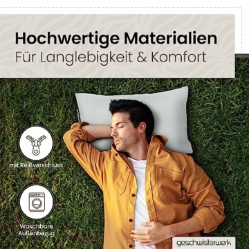 geschwisterwerk komprimierbares Reisekissen - Nackenstützkissen aus zerkleinertem Memoryschaum - passend für Bezüge 30x50cm - kleines Kissen für Reisen im Auto, Flugzeug, Camping, Hotel, Wandern - 6
