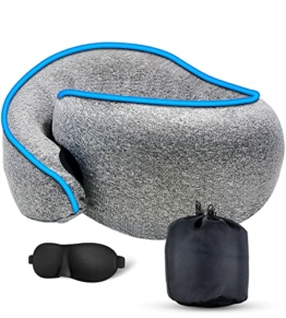 OUGEP Reisekissen Nackenkissen,Nackenkissen Flugzeug& Auto Travel Pillow,Weiches Memory Foam Baumwolle Kissenüberzug Maschinenwaschbar Nackenhörnchen Nackenstützkissen für Flugzeug,Auto,Büro Camping - 1