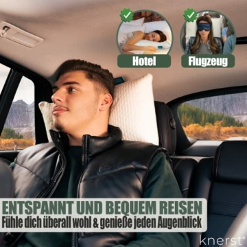 Reisekissen Memory Foam I Kissen für Reisen im Auto, Zug & Flugzeug I Camping Kissen inkl. Reisebeutel I Reisekissen Flugzeug Nackenkissen I Reisekopfkissen I Reise Gadgets I Öko-Tex Zertifiziert - 3