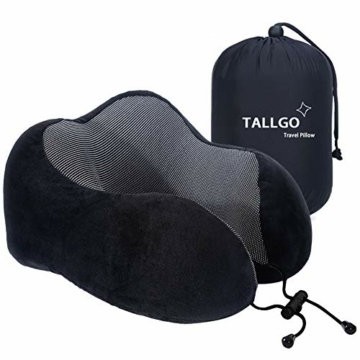 Reisekissen, tolles Nackenkissen aus Memory-Schaumstoff, Kopfstütze, weiches Kissen zum Schlafen, Flugzeug, Auto und Zuhause (schwarz) - 1