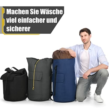 Wäschebeutel Reise Schmutzwäsche XXL 115 Liter, Wäschesack mit 2 Gepolsterte Schultergurte, laundry bag travel, Wasserdicht Wäschetasche Faltbare Aufbewahrungsbeutel, Daypacks Seesack Rucksack - 6