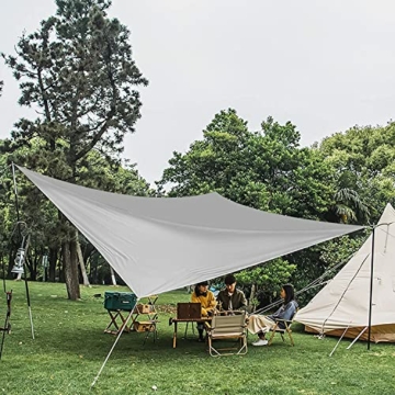 BARAKYEG Sonnensegel Rechteck 2 x 3 Meter Sonnenschutz Wasserdicht,UV-Schutz,Luftdurchlässig,Garten Balkon & Terrasse Camping Outdoor Wetterbeständig inkl Befestigungsseile,grau - 8