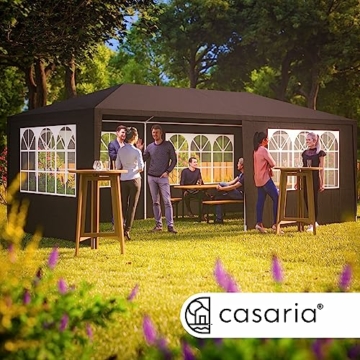 CASARIA® Pavillon 3x6m UV-Schutz 18m² Dachösen Wasserabweisend 6 Seitenteile Stabil Festival Festzelt Partyzelt Fenster Gartenzelt Anthrazit - 2