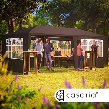 CASARIA® Pavillon 3x6m UV-Schutz 18m² Dachösen Wasserabweisend 6 Seitenteile Stabil Festival Festzelt Partyzelt Fenster Gartenzelt Anthrazit - 2