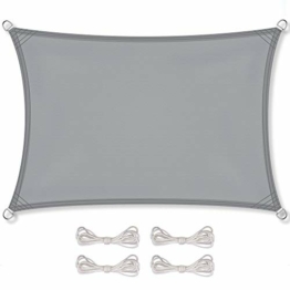 CelinaSun Sonnensegel inkl Befestigungsseile Premium PES Polyester wasserabweisend imprägniert Rechteck 2 x 3 m hell grau - 1