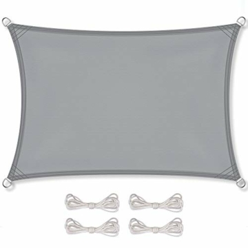 CelinaSun Sonnensegel inkl Befestigungsseile Premium PES Polyester wasserabweisend imprägniert Rechteck 2 x 3 m hell grau - 1