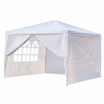 Gartenpavillon, faltbar, wasserdicht, Partyzelt, 3 x 3 m, mit 4 Wänden, UV-Schutz, Pavillon, weiß, PE-Plane, dick, für Party, Hochzeit, kommerzielle Aktivitäten - 1