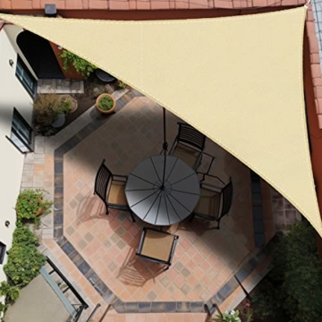 IOAOI Sonnensegel 3m x 4m x 5m Dreieck rechtwinklig Markise 98% UV Schutz Sonnensegel Wasserdicht Sonnensegel für Balkon Garten und Terrasse - Creme - 6