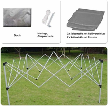 ISE 3x3m Garten Faltpavillon Pavillon inkl.Tragtasche,Gartenzelt,UV-Schutz 50+ mit 4 seitenteilen für Garten,Grau - 7