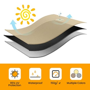 JEMULICE Sonnensegel Rechteckig, 2x3m Wetterschutz 95% UV-Schutz Wasserdicht Reißfest PES Polyester, Sonnensegel Quadrat mit Ösen und Befestigungsseile für Garten Terrasse Camping Außenbereiche - 2
