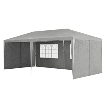 Juskys Partyzelt 3x6 m mit 6 abnehmbaren Seitenwänden & Dach - 18 m² - 12 Erdhaken & 6 Seile - Festzelt für Garten Party Hochzeit Gartenpavillon Gartenzelt Pavillon - Grau - 8