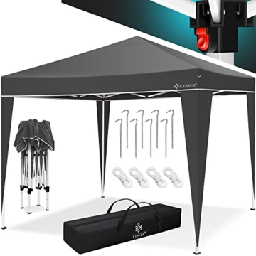 KESSER® Pavillon 3x3m | wasserdicht | inkl. Tasche | Pop-Up Klicksystem | UV-Schutz 50+ | Faltpavillon | Gartenzelt | Partyzelt | Metall-Verstrebungen | Anthrazit - 1