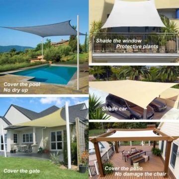 SUNNY GUARD Sonnensegel Rechteckig 2x4m Wasserdicht Sonnenschutz Wetterschutz Segel Baldachin UV Schutz für Balkon Terrasse Garten, Hellgrau - 7