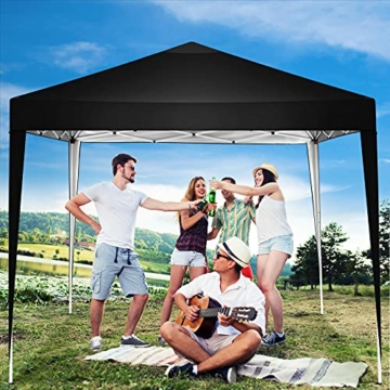 TOOLUCK Pavillon 3x3m Wasserdicht Stabil Faltpavillon Pop up Gartenpavillon Partyzelt Bierzelt Faltbar Gartenzelt mit 4 Sandsack, Höhenverstellbar, Schwarz - 7