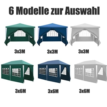 Yakimz 3x3M pavillon Wasserdicht Gartenpavillon Stabil Winterfest Partyzelt mit 4 Seitenteilen und Fenstern, Gartenpavillon Sonnenschutz Festzelt für Party, Marktstand, Festival, Blau - 7