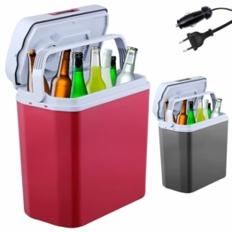 Arebos 20 Liter Kühlbox | zum Kühlen und Warmhalten | Mini Kühlschrank | Thermo-elektrische Kühlbox | mit ECO Modus | 12/230 V für Auto und Steckdose | elektrische Kühlbox | Rot - 1