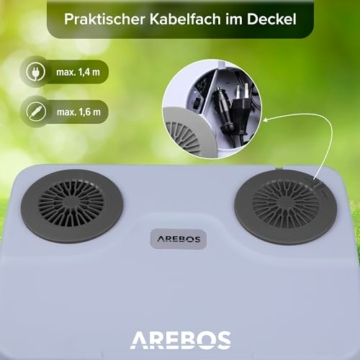 Arebos 25 Liter Kühlbox | zum Kühlen und Warmhalten | Mini Kühlschrank | Thermoelektrische Kühlbox | mit ECO Modus | 12/230 V für Auto und Steckdose | elektrische Kühlbox | Anthrazit - 6