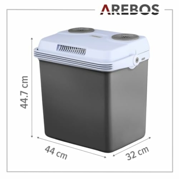 Arebos 25 Liter Kühlbox | zum Kühlen und Warmhalten | Mini Kühlschrank | Thermoelektrische Kühlbox | mit ECO Modus | 12/230 V für Auto und Steckdose | elektrische Kühlbox | Anthrazit - 7