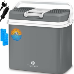 KESSER® 24 Liter Kühlbox | KÜHLT und WÄRMT | Thermo-Elektrische Kühlbox inklusive 2X Kühlakku 12 Volt und 230 Volt | Mini-Kühlschrank | für Auto und Camping | EEK A+++ | Grau - 1