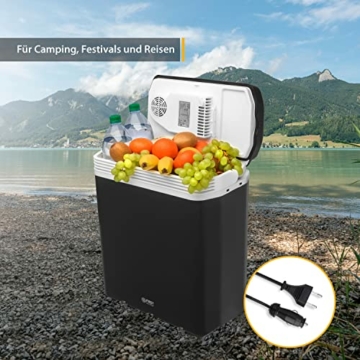 TZS First Austria elektrische Kühlbox 24 Liter | 12 Volt & 230 Volt Anschluss | mit 12-V-Stecker fürs Auto | für Camping, Festivals & Reisen | mit Kühl- und Warmhaltefunktion | schwarz - 2