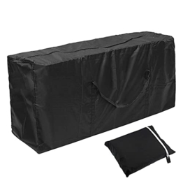 Aufbewahrungstasche Gartenauflagen, Gartenpolster Auflagentasche Wasserabweisend Oxford Schutzhülle für Auflagen Gartenmöbel Kissen Weihnachtsbaume mit Tragegriff, Schwarz (122 x 39 x 55 cm) - 1
